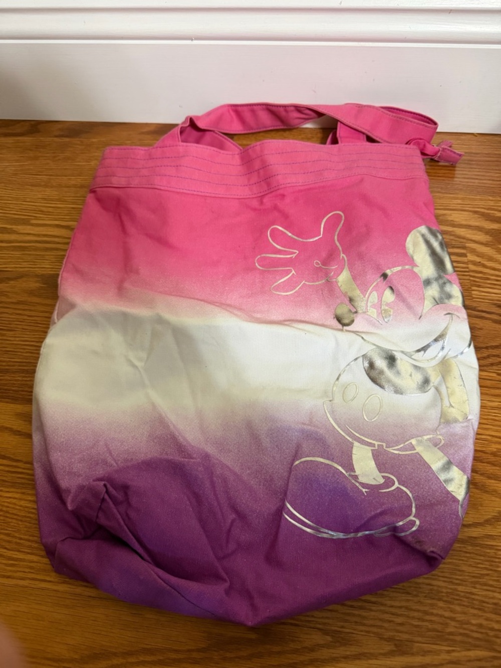 Vintage Walt Disney Parks Mickey Mouse Ombre Tote Bag - Pink/Purple/Silver